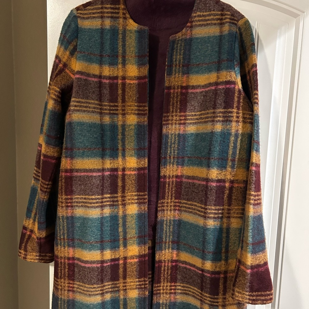 Rachel Zoe Blue and Purple sweater Trench Coat PRICED TO SELL! Free sweater!